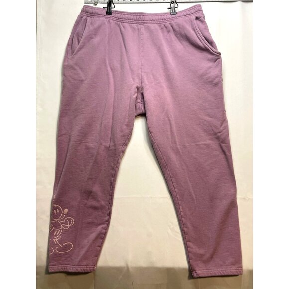 Disney Mickey Mouse mousewear sweatpants womens XL 34 x 28 gym jogger purple - Picture 1 of 13